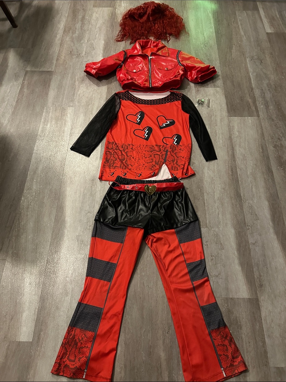 The Descendants Red Costume Set with Wig - Heart Lightning Design